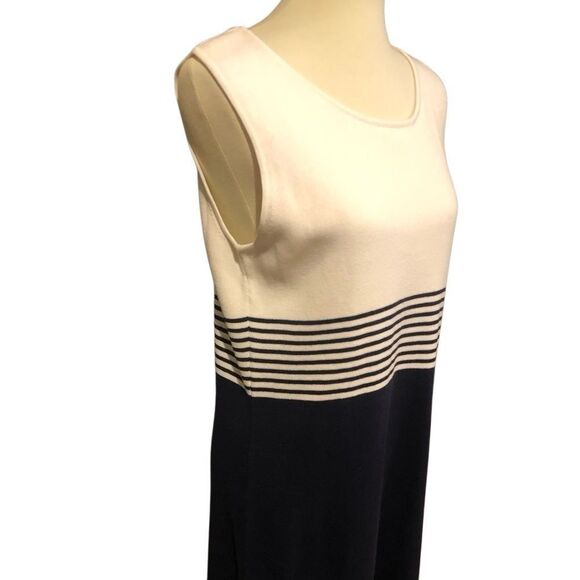 Jessica Holbrook Easy Care Navy Blue & White Striped Sleeveless Sweater Dress Si - Picture 11 of 16